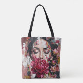 Tote Bag Fleurs Rose Foncé Femme (Dos)