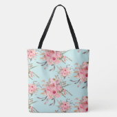 Tote Bag Fleurs rose pâle sur bleu clair (Dos)