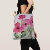 Tote Bag Fleurs roses à l'aquarelle (De près)