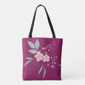 Tote Bag Fleurs roses avec feuilles verts (Dos)
