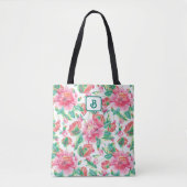 Tote Bag Fleurs roses brillantes Fille Motif (Devant)