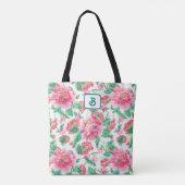 Tote Bag Fleurs roses brillantes Fille Motif (Dos)