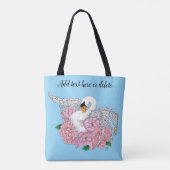 Tote Bag Fleurs roses cygnes blanches (Dos)