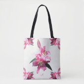 Tote Bag Fleurs roses de lis de Fourre-tout d'épaule faite (Devant)