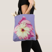 Tote Bag Fleurs roses et crème (De près)