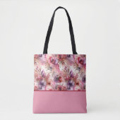 Tote Bag Fleurs roses et violettes Bloc de couleur d'encre  (Devant)