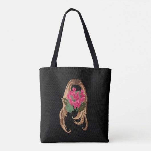 Tote Bag Fleurs roses et visage femme (Dos)