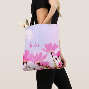 Tote Bag Fleurs roses Floral Maman Nom Fête des Mères