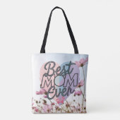 Tote Bag Fleurs roses Meilleure Maman Joyeuse Fête des Mère (Dos)