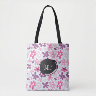 Tote Bag Fleurs roses mignonnes Motif Whimsical Personnalis