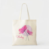 Tote Bag Fleurs roses modernes et mignonnes Nom personnalis (Devant)