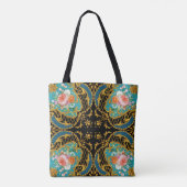 Tote Bag Fleurs roses orange : Composition Carré (Dos)