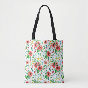 Tote Bag Fleurs roses peintes à la main Motif Floral-23498