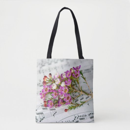 Tote Bag fleurs roses sur la musique (Devant)