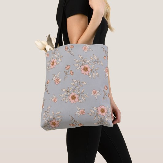 Tote Bag Fleurs roses vintages (De près)