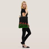 Tote Bag Fleurs Rouge Pastel Foncé (Sur le modèle)