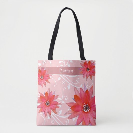 Tote Bag Fleurs rouges Whimsical Feuilles Tourbillonnant Aj (Devant)