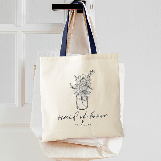 Tote Bag Fleurs Rustiques Pot en Matière Calligraphiée Demo