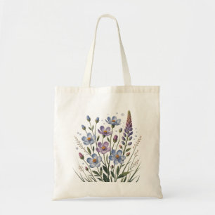Tote Bag Fleurs sauvages bleu pastel – Botanique minimalist