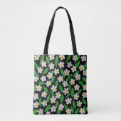Tote Bag Fleurs sauvages bleues blanches vertes (Devant)