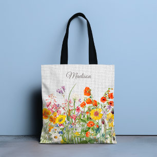 Tote Bag Fleurs Sauvages Colorées Jolie Fille Personnalisée