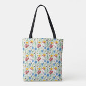 Tote Bag Fleurs sauvages colorés et herbe verte (Dos)