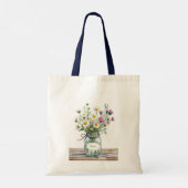 Tote Bag Fleurs sauvages dans un pot Mason avec nom personn (Dos)