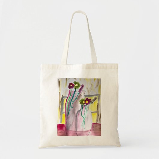 Tote Bag Fleurs sauvages dans un vase art abstrait (Devant)