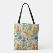 Tote Bag Fleurs sauvages d'aquarelle de style français (Dos)