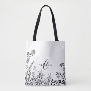 Tote Bag Fleurs sauvages de monogramme Doodles