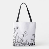 Tote Bag Fleurs sauvages de monogramme Doodles (Dos)