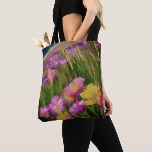 Tote Bag Fleurs Sauvages De Plage À L'Aquarelle Dusk Art Fl
