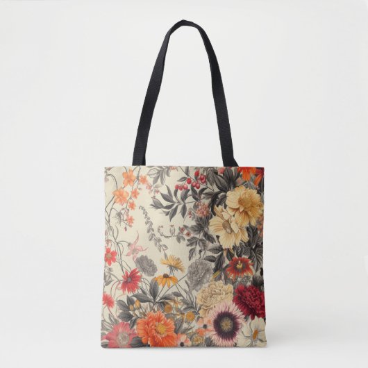 Tote Bag Fleurs sauvages en beige (Devant)