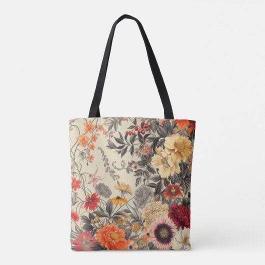 Tote Bag Fleurs sauvages en beige (Dos)