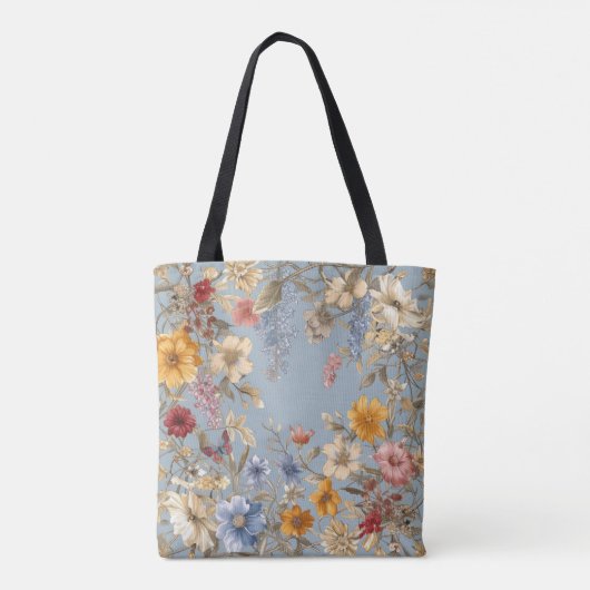 Tote Bag Fleurs sauvages en bleu (Dos)