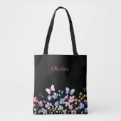 Tote Bag Fleurs sauvages et papillons (Devant)