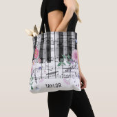 Tote Bag fleurs sauvages notes de musique piano (De près)
