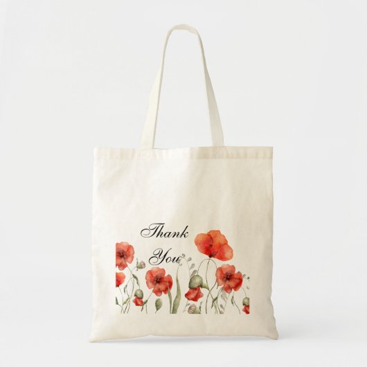 Tote Bag Fleurs sauvages rouges de crapaud d'aquarelle (Devant)