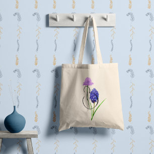 Tote Bag Fleurs sauvages violettes et lilas avec votre init
