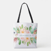 Tote Bag Fleurs succulentes d'aquarelle sur le blanc (Dos)