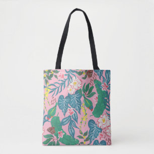 Tote Bag Fleurs tropicales Abstraites, motif de guache pein