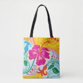 Tote Bag Fleurs tropicales balayées par le vent (Devant)