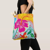 Tote Bag Fleurs tropicales balayées par le vent (De près)