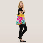 Tote Bag Fleurs tropicales balayées par le vent (Sur le modèle)