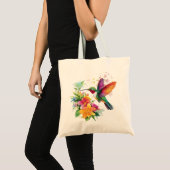 Tote Bag Fleurs tropicales des colibris (Devant (produit))