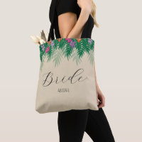 Fleurs tropicales et branches de palmiers Bride