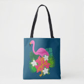 Tote Bag Fleurs tropicales Flamants roses roses (Devant)