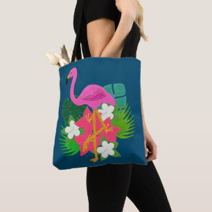 Tote Bag Fleurs tropicales Flamants roses roses