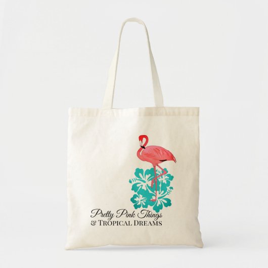 Tote Bag Fleurs tropicales Flamants roses roses (Devant)