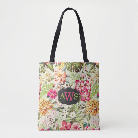 Tote Bag Fleurs tropicales hawaïennes (Devant)
